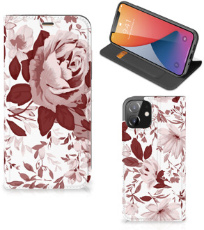 B2Ctelecom GSM Hoesje iPhone 12 | iPhone 12 Pro Bookcase Watercolor Flowers