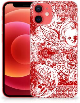 B2Ctelecom GSM Hoesje iPhone 12 Mini Back Case TPU Siliconen Hoesje Angel Skull Red