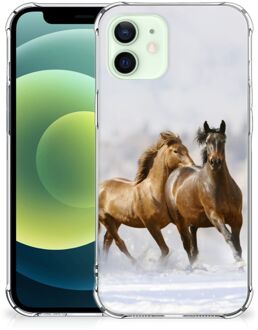 B2Ctelecom GSM Hoesje iPhone 12 Mini Bumper Hoesje met transparante rand Paarden