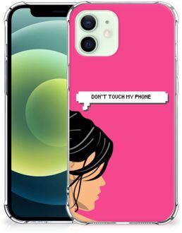 B2Ctelecom GSM Hoesje iPhone 12 Mini Cover Case met transparante rand Woman Don't Touch My Phone