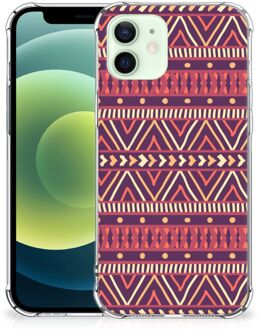 B2Ctelecom GSM Hoesje iPhone 12 Mini Hoesje met naam met transparante rand Aztec Purple