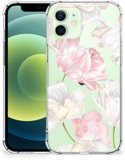 B2Ctelecom GSM Hoesje iPhone 12 Mini Leuk TPU Back Cover met transparante rand Mooie Bloemen