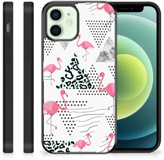 B2Ctelecom GSM Hoesje iPhone 12 Mini Leuk TPU Back Cover met Zwarte rand Flamingo Triangle