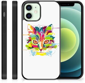 B2Ctelecom GSM Hoesje iPhone 12 Mini Mobiel TPU Hardcase met Zwarte rand Cat Color