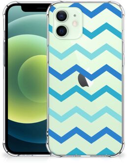 B2Ctelecom GSM Hoesje iPhone 12 Mini Trendy Telefoonhoesjes met transparante rand Zigzag Blauw