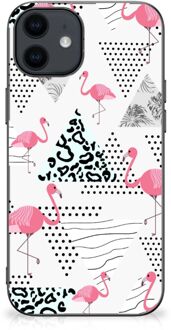 B2Ctelecom GSM Hoesje iPhone 12 Pro | 12 (6.1") Leuk TPU Back Cover met Zwarte rand Flamingo Triangle