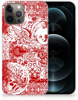 B2Ctelecom GSM Hoesje iPhone 12 Pro Max Back Case TPU Siliconen Hoesje Angel Skull Red