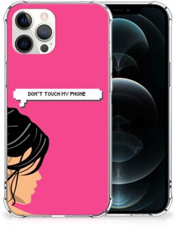 B2Ctelecom GSM Hoesje iPhone 12 Pro Max Cover Case met transparante rand Woman Don't Touch My Phone