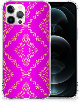 B2Ctelecom GSM Hoesje iPhone 12 Pro Max Leuk TPU Back Case met transparante rand Barok Roze