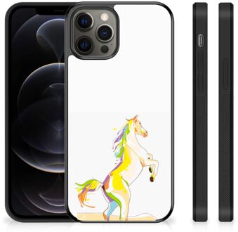 B2Ctelecom GSM Hoesje iPhone 12 Pro Max Leuk TPU Back Case met Zwarte rand Horse Color