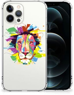 B2Ctelecom GSM Hoesje iPhone 12 Pro Max Leuk TPU Back Cover met transparante rand Lion Color