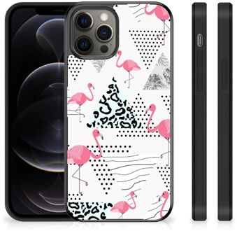 B2Ctelecom GSM Hoesje iPhone 12 Pro Max Leuk TPU Back Cover met Zwarte rand Flamingo Triangle