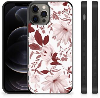 B2Ctelecom GSM Hoesje iPhone 12 Pro Max Silicone Back Case met Zwarte rand Watercolor Flowers