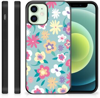 B2Ctelecom GSM Hoesje met Tekst iPhone 12 Mini Leuk TPU Back Case met Zwarte rand Flower Power