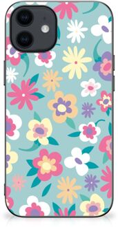 B2Ctelecom GSM Hoesje met Tekst iPhone 12 Pro | 12 (6.1") Leuk TPU Back Case met Zwarte rand Flower Power