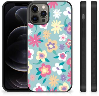 B2Ctelecom GSM Hoesje met Tekst iPhone 12 Pro Max Leuk TPU Back Case met Zwarte rand Flower Power