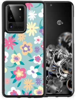 B2Ctelecom GSM Hoesje met Tekst Samsung Galaxy S20 Ultra Leuk TPU Back Case met Zwarte rand Flower Power