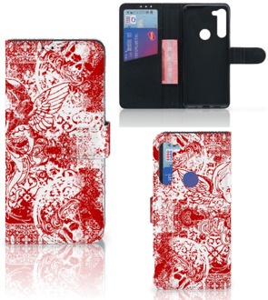 B2Ctelecom GSM Hoesje Motorola G8 Power Book Style Case Angel Skull Red