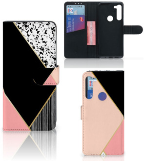 B2Ctelecom GSM Hoesje Motorola G8 Power Bookcase Black Pink Shapes