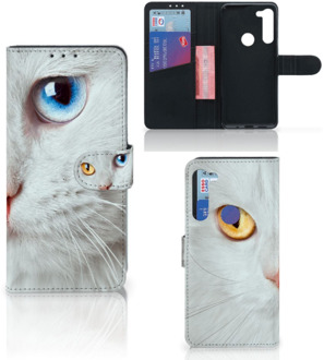 B2Ctelecom GSM Hoesje Motorola G8 Power Bookcover Case Witte Kat