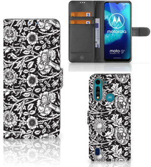 B2Ctelecom GSM Hoesje Motorola G8 Power Lite Beschermhoes Black Flowers