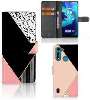 B2Ctelecom GSM Hoesje Motorola G8 Power Lite Bookcase Black Pink Shapes