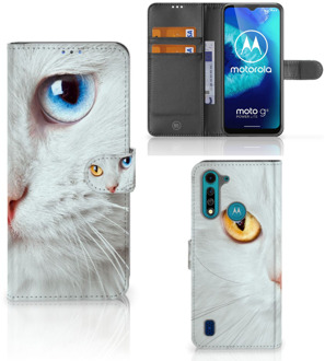 B2Ctelecom GSM Hoesje Motorola G8 Power Lite Bookcover Case Witte Kat