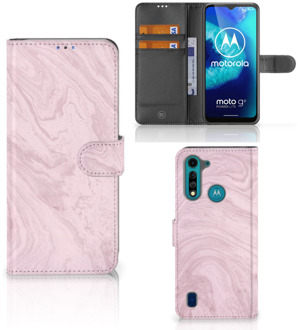 B2Ctelecom GSM Hoesje Motorola G8 Power Lite Flip Case Marble Pink