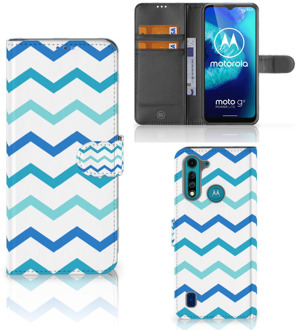 B2Ctelecom GSM Hoesje Motorola G8 Power Lite Foto hoesje Zigzag Blauw