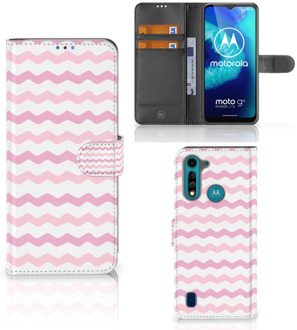 B2Ctelecom GSM Hoesje Motorola G8 Power Lite Hoesje ontwerpen Waves Roze