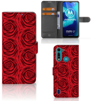 B2Ctelecom GSM Hoesje Motorola G8 Power Lite Mobiel Bookcase Red Roses