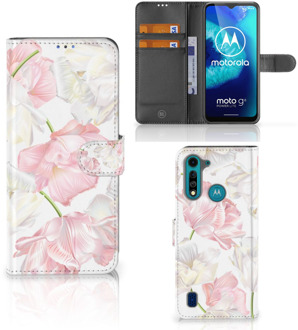 B2Ctelecom GSM Hoesje Motorola G8 Power Lite Wallet Book Case Cadeau voor Mama Lovely Flowers