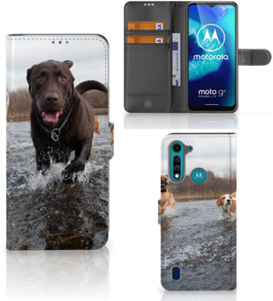 B2Ctelecom GSM Hoesje Motorola G8 Power Lite Wallet Book Case Honden Labrador