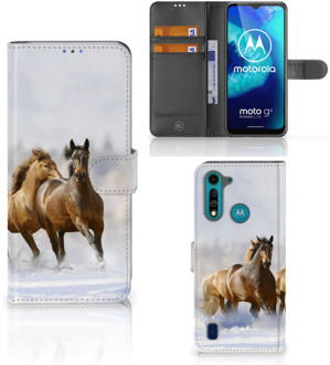 B2Ctelecom GSM Hoesje Motorola G8 Power Lite Wallet Book Case Paarden