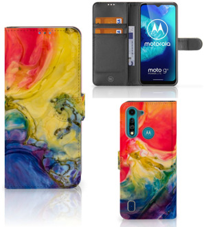 B2Ctelecom GSM Hoesje Motorola G8 Power Lite Wallet Book Case Watercolor Dark