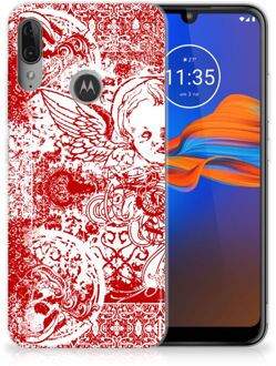 B2Ctelecom GSM Hoesje Motorola Moto E6 Plus Silicone Back Case Angel Skull Red