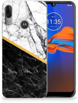 B2Ctelecom GSM Hoesje Motorola Moto E6 Plus TPU Siliconen Hoesje Marble White Black