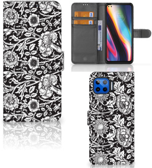 B2Ctelecom GSM Hoesje Motorola Moto G 5G Plus Beschermhoes Black Flowers