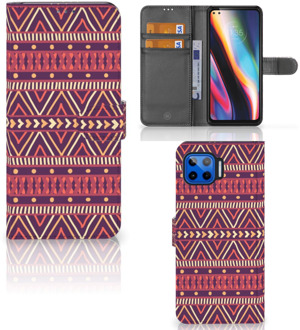 B2Ctelecom GSM Hoesje Motorola Moto G 5G Plus Bookcase Aztec Purple