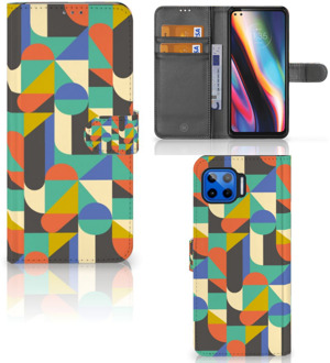 B2Ctelecom GSM Hoesje Motorola Moto G 5G Plus Bookcase Funky Retro