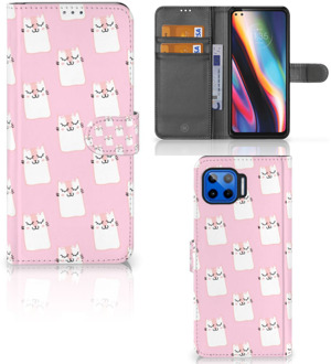 B2Ctelecom GSM Hoesje Motorola Moto G 5G Plus Bookcase Valentijn Cadeaus Sleeping Cats