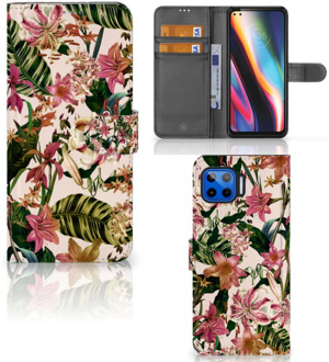 B2Ctelecom GSM Hoesje Motorola Moto G 5G Plus Fotohoesje ontwerpen Flowers