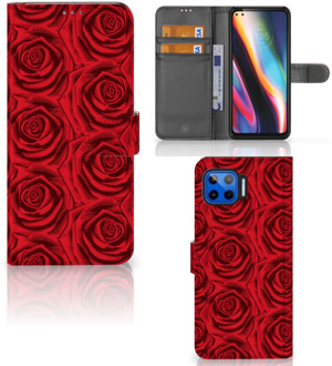 B2Ctelecom GSM Hoesje Motorola Moto G 5G Plus Mobiel Bookcase Red Roses