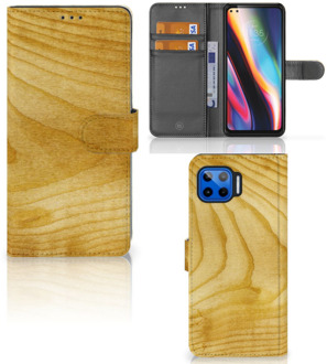 B2Ctelecom GSM Hoesje Motorola Moto G 5G Plus Wallet Book Case Licht Hout