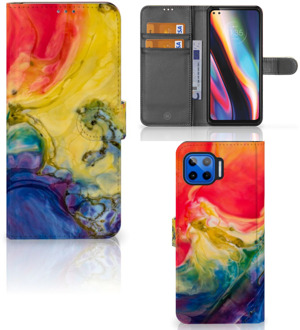 B2Ctelecom GSM Hoesje Motorola Moto G 5G Plus Wallet Book Case Watercolor Dark