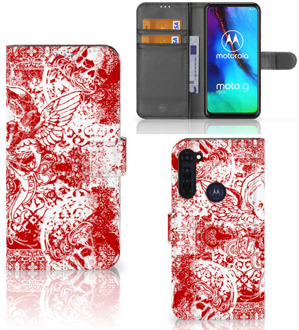 B2Ctelecom GSM Hoesje Motorola Moto G Pro Book Style Case Angel Skull Red