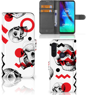 B2Ctelecom GSM Hoesje Motorola Moto G Pro Bookstyle Case Skull Red