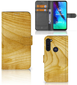 B2Ctelecom GSM Hoesje Motorola Moto G Pro Wallet Book Case Licht Hout