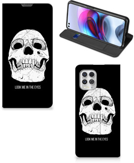 B2Ctelecom GSM Hoesje Motorola Moto G100 Bookcase Skull Eyes