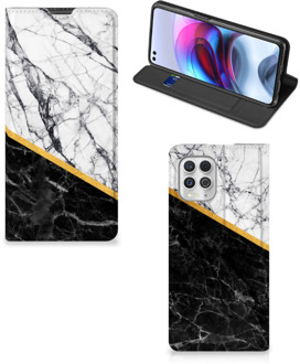 B2Ctelecom GSM Hoesje Motorola Moto G100 Mobiel Case Marble White Black